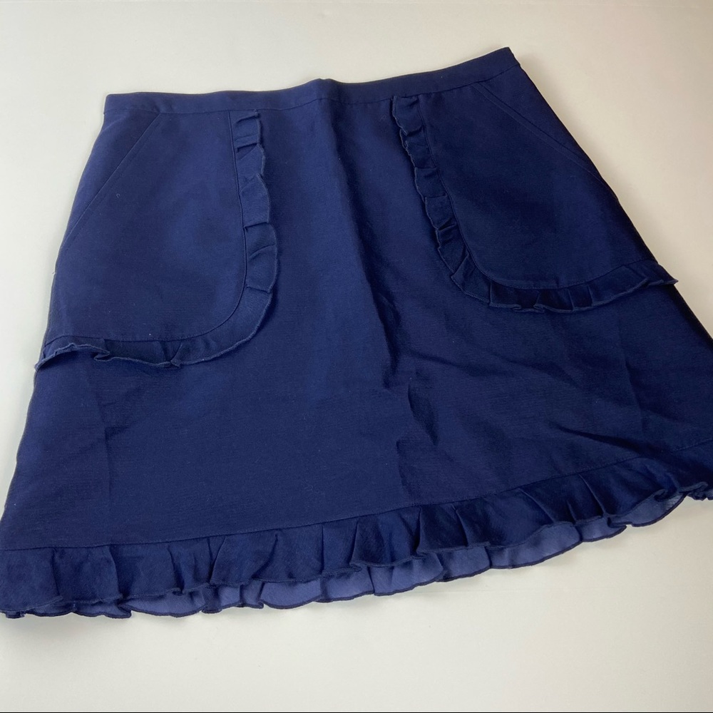 Draper James Navy Blue Ruffle Pocket Skirt Reese - Picture 2 of 7